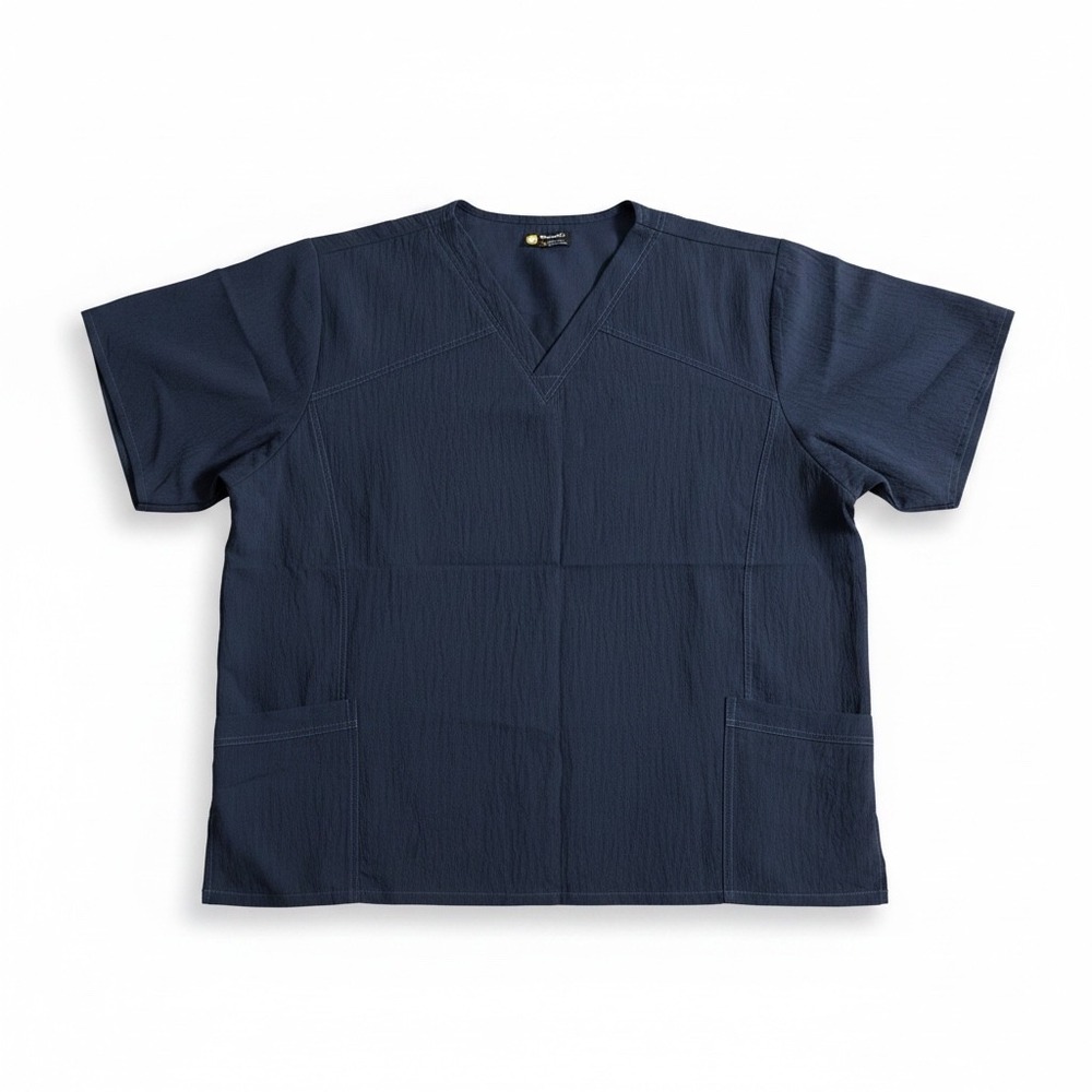 Wink Four-Stretch Navy Blue V-Neck Scrub Top Womens 5X Plus Size 100% Polyester